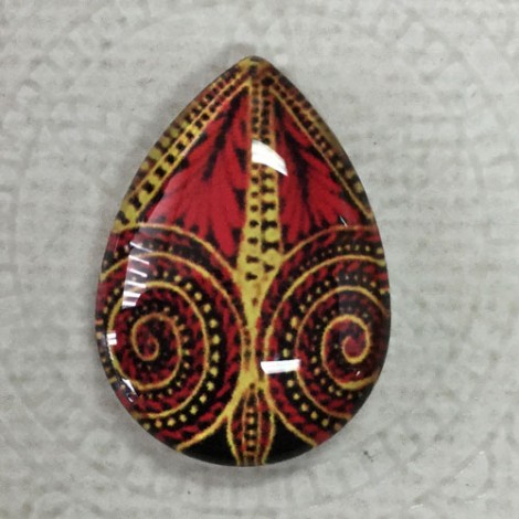 18x25mm Art Glass Backed Teardrop Cabochons - Majolica 6 - Each 18x25mm Art Glass Backed Teardrop Cabochons - Majolica 6 - Each