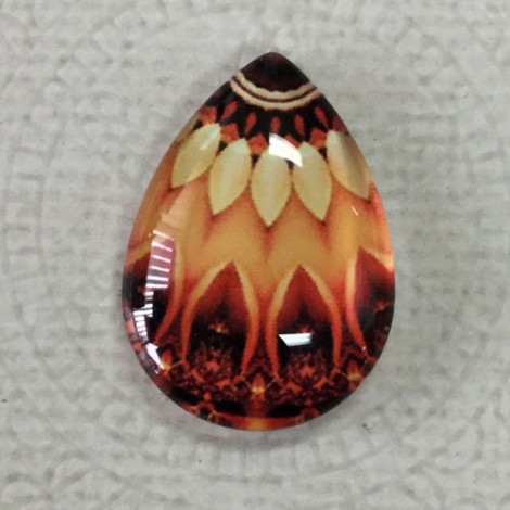 18x25mm Art Glass Backed Teardrop Cabochons - Majolica 5 - Each 18x25mm Art Glass Backed Teardrop Cabochons - Majolica 5 - Each