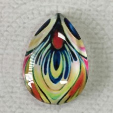 18x25mm Art Glass Backed Teardrop Cabochons - Majolica 3 - each