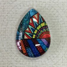 18x25mm Art Glass Backed Teardrop Cabochons - World Droplet Mix Design 3 - Each