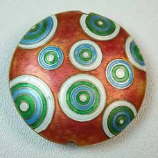 47mm Circle Design Cloisonne Pendant - Terracotta - Each