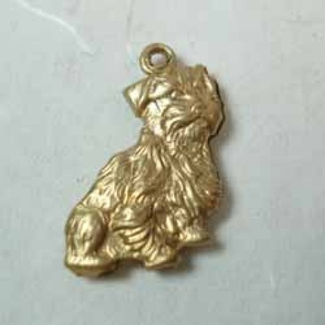 20x13mm Scruffy Dog Raw Brass Charm - Double Sided - Pack of 2 20x13mm Scruffy Dog Raw Brass Charm - Double Sided - Pack of 2