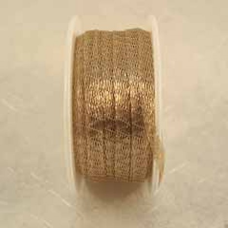 2.5mm Pale Gold Wire Lace Mesh Tubular Ribbon - 1m