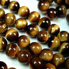 6mm Tigereye Round Gemstone Beads - 1mm hole size