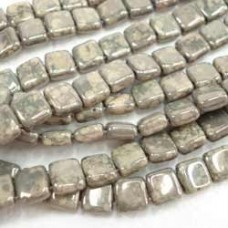 6mm Czechmates 2-Hole Tiles - French Beige Moondust - Pack of 20