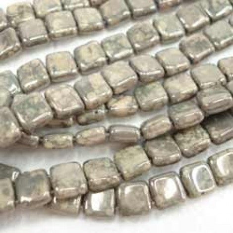 6mm Czechmates 2-Hole Tiles - French Beige Moondust - Pack of 20