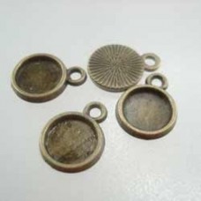 8mm ID Antique Bronze Cabochon Bezel Drop - Pack of 20