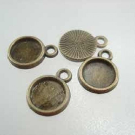 8mm ID Antique Bronze Cabochon Bezel Drop - Pack of 20