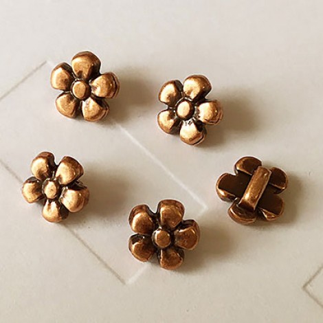 3mm Flat Leather Daisy Slider - Ant Copper - Each 3mm Flat Leather Daisy Slider - Ant Copper - Each