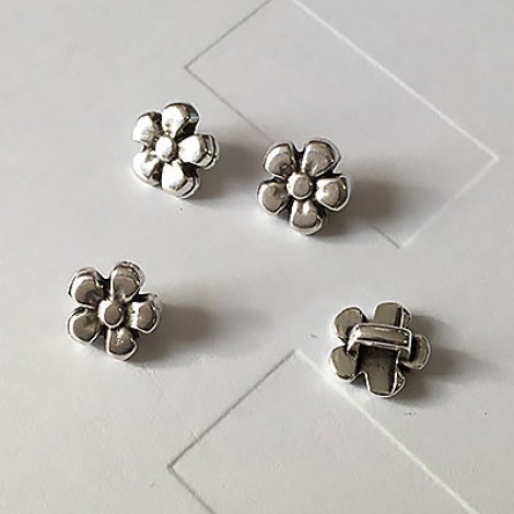 3mm Flat Leather Daisy Slider - Ant Silver - Each 3mm Flat Leather Daisy Slider - Ant Silver - Each