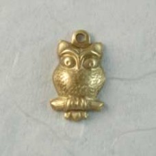 12mm Small Owl Raw Brass Charms - Pack of 2