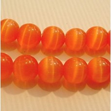 6mm Tomato Cats Eye Beads - Strand