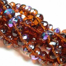 6x9mm Dark Topaz AB Czech Firepolish Rondelles - Pack of 10