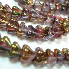 4x6mm Czech Baby Bellflowers - Amethyst Crystal Luster - Pack of 20