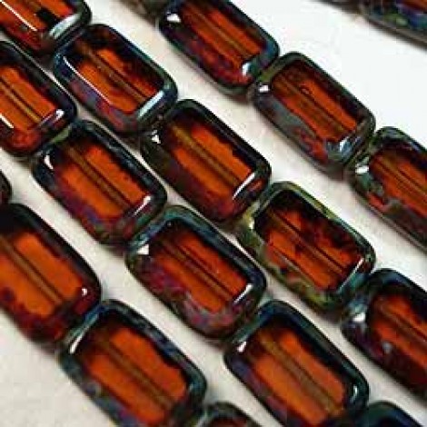 8x12mm Cz Table Cut Rectangles - Dk Topaz/Picasso - Pack of 10