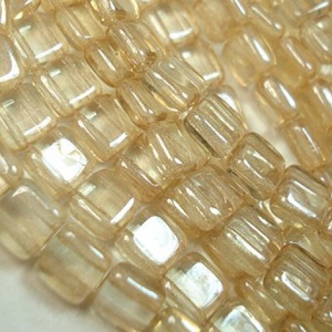 6mm Czechmates Two Hole Tile Beads - Transparent Champagne - Pack of 20