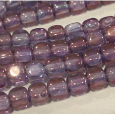 4mm Trans Amethyst Luster Czech Cube Beads - Pack of 50