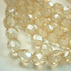 6mm Czech Glass Fire Polished Round Beads - Lustre Champagne - Pack of 20