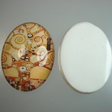 40x30mm Glass Cabochon with Tree Design - Each