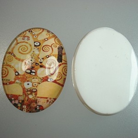 40x30mm Glass Cabochon with Tree Design - Each