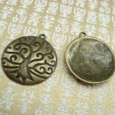 24mm Vintage Antique Bronze Tree of Life Pendants - Pack of 2