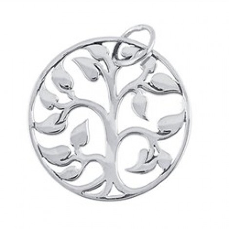 20mm Diam Sterling Silver Tree of Life Pendant