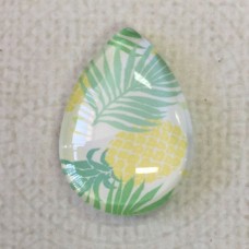 18x25mm Art Glass Backed Teardrop Cabochons - Trees + Flowers 1 - each