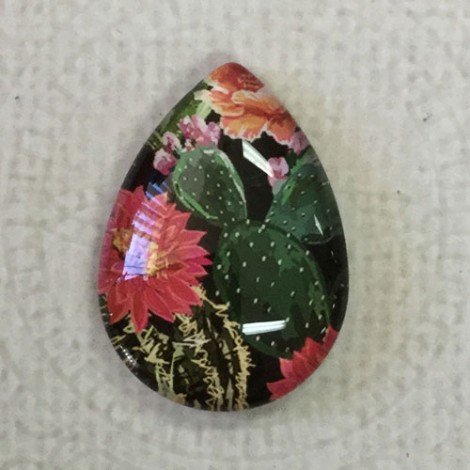 18x25mm Art Glass Backed Teardrop Cabochons - Trees + Flowers 3 - each 18x25mm Art Glass Backed Teardrop Cabochons - Trees + Flowers 3 - each