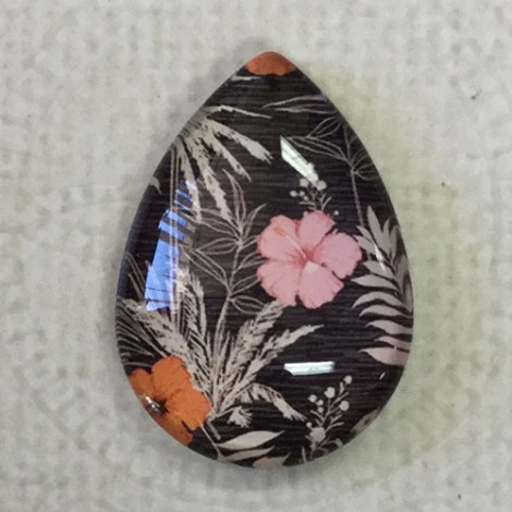 18x25mm Art Glass Backed Teardrop Cabochons - Trees + Flowers 5 - each 18x25mm Art Glass Backed Teardrop Cabochons - Trees + Flowers 5 - each