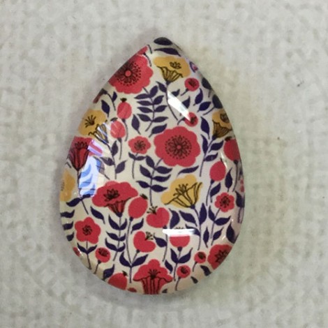 18x25mm Art Glass Backed Teardrop Cabochons - Trees + Flowers 6 - each 18x25mm Art Glass Backed Teardrop Cabochons - Trees + Flowers 6 - each