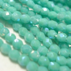 3mm Czech Firepolish Beads - Turquoise AB - Pack of 50