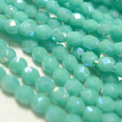 3mm Czech Firepolish Beads - Turquoise AB