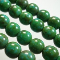 8mm Czech Round Glass Beads - Opaque Turquoise Picasso