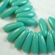 3x10mm Czech Dagger Beads - Opaque Turquoise - Pack of 50