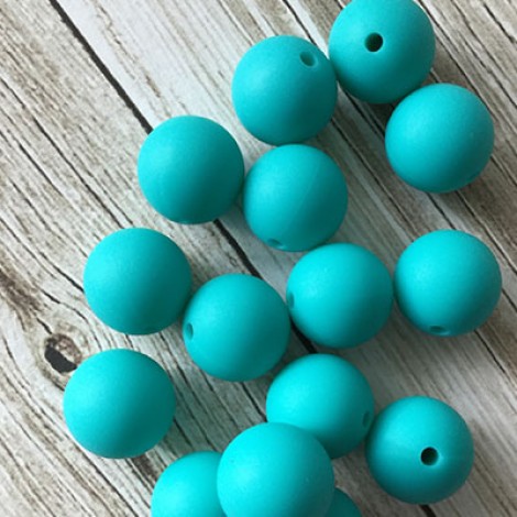 15mm Baby-Safe Silicone Round Beads - Turquoise