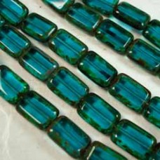 8x12mm Cz Table Cut Rectangles - Teal/Picasso