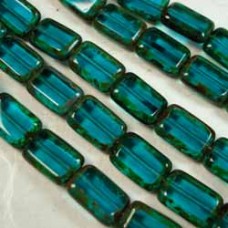 8x12mm Cz Table Cut Rectangles - Teal/Picasso - Pack of 10
