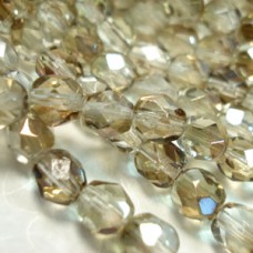 6mm Czech Firepolish Round Beads - Twilight Crystal - Pack of 20
