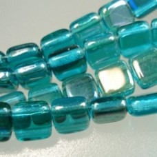 6mm Czech Czechmates Tile Beads - Twilight Aquamarine