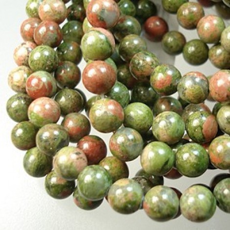 6mm Unakite Round Gemstone Beads - per strand