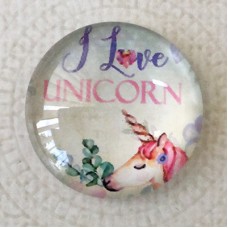 25mm Art Glass Backed Cabochons - Unicorn Design 1 - Each