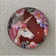 25mm Art Glass Backed Cabochons - Unicorn Design 10 - Each