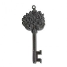 50x20mm Floral Key Drop - Vintaj Arte Natural Brass - Each
