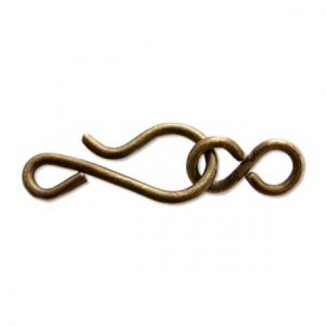 35x11mm Vintaj Natural Brass Hook & Eye Clasps - Pack of 2