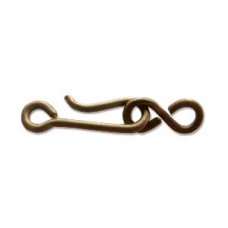 21x6mm Vintaj Natural Brass Tiny Hook & Eye Clasps - Pack of 2
