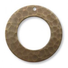 22mm Vintaj Natural Brass Hammered Ring - Each