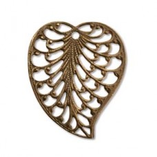 19x16mm Vintaj Natural Brass Filigree Leaf Charm - Each
