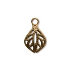 8x12mm Vintaj Natural Brass Fligree Teardrop Charms - Pack of 2