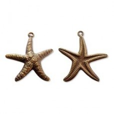 23x20mm Vintaj Natural Brass 2-Sided Starfish Charm - Pack of 2