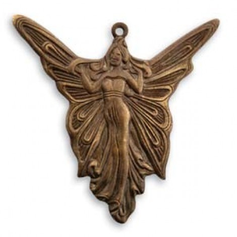 30x30mm Vintaj Natural Brass Art Deco Angel Pendant